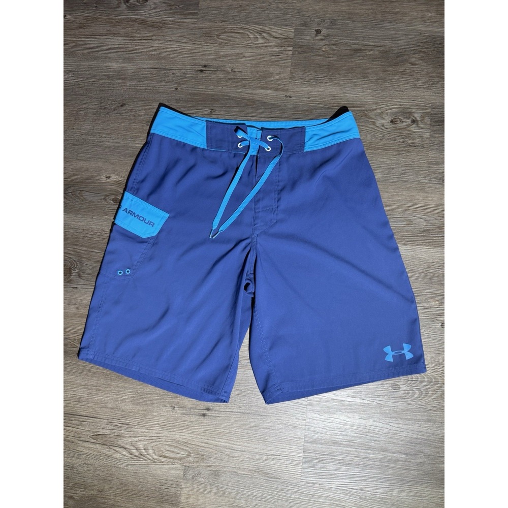 Under Armour Board Shorts Men's 32 Blue Aqua Swim Trunks Surf Beach Loose
